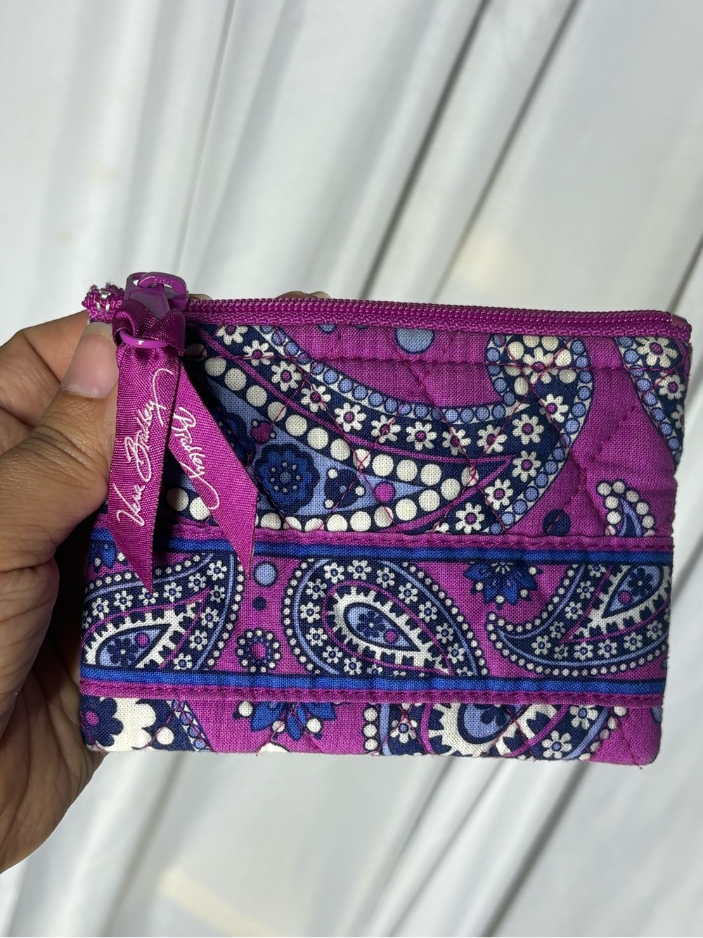 Vera Bradley Magenta Purple Paisley Quilted Zip Pouch